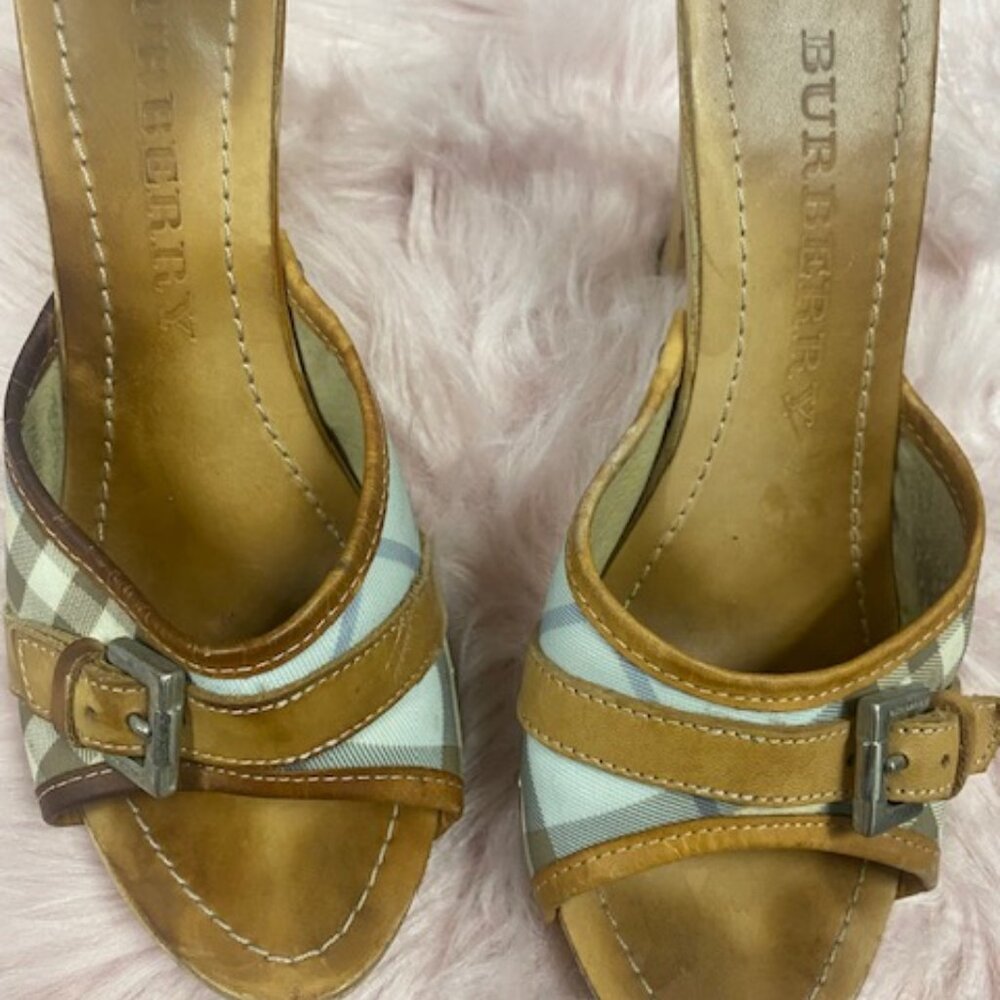Burberry Wooden Heel Sandals